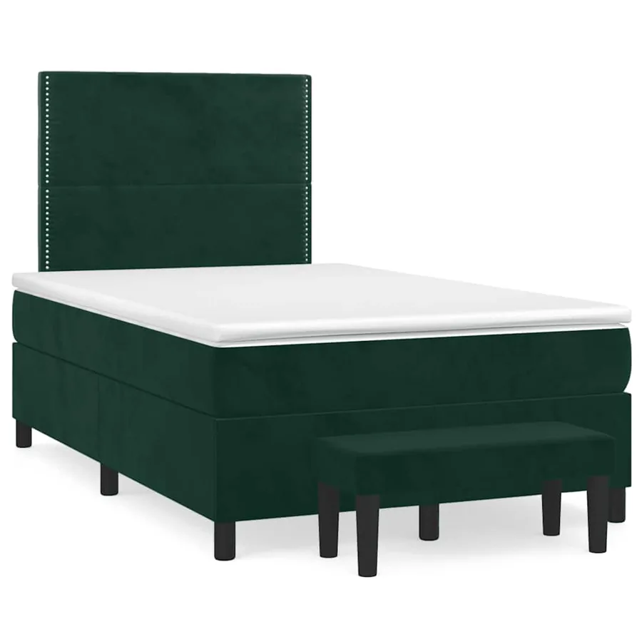 Sommier à lattes de lit avec matelas vert foncé 120x190 cm