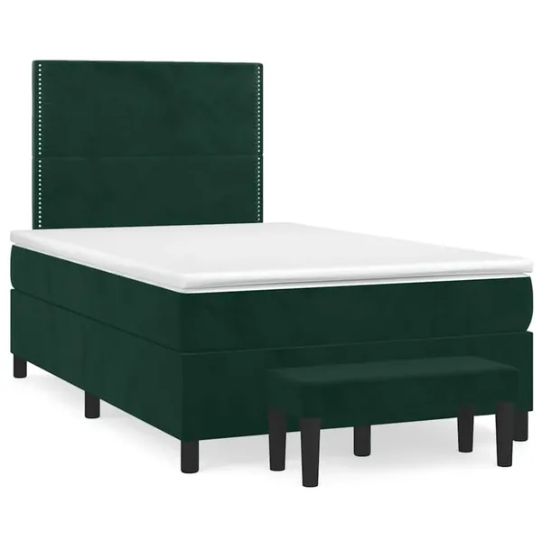 Sommier à lattes de lit avec matelas vert foncé 120x190 cm