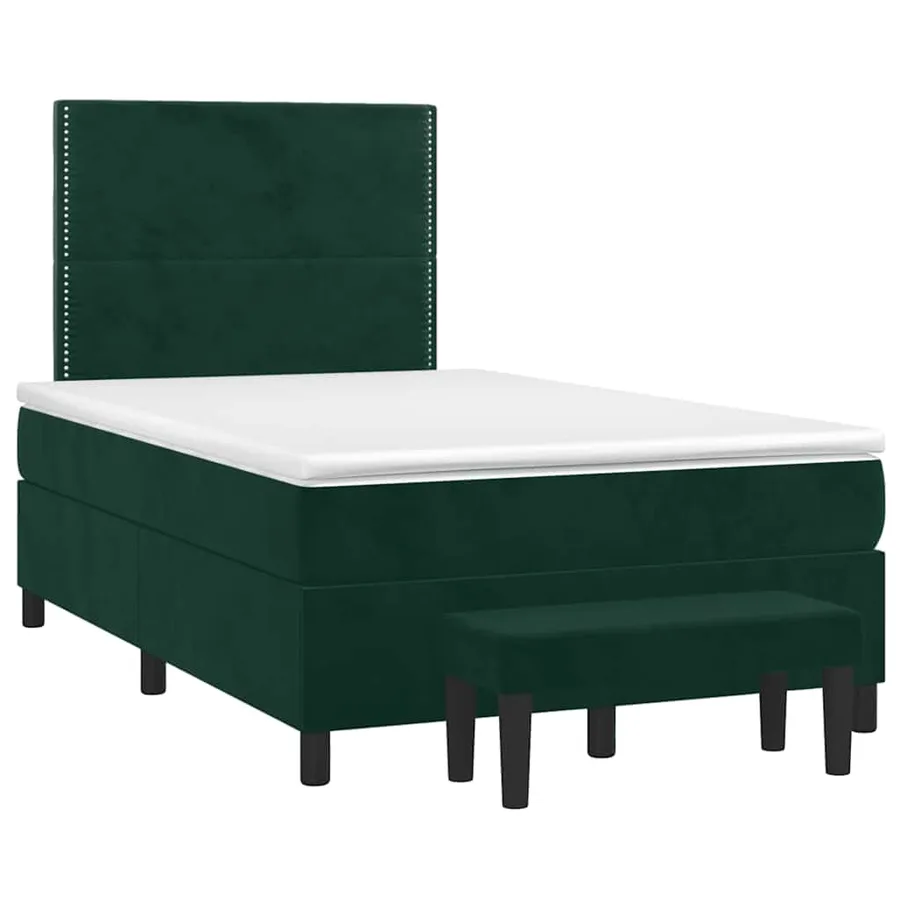 Sommier à lattes de lit avec matelas vert foncé 120x190 cm - 2