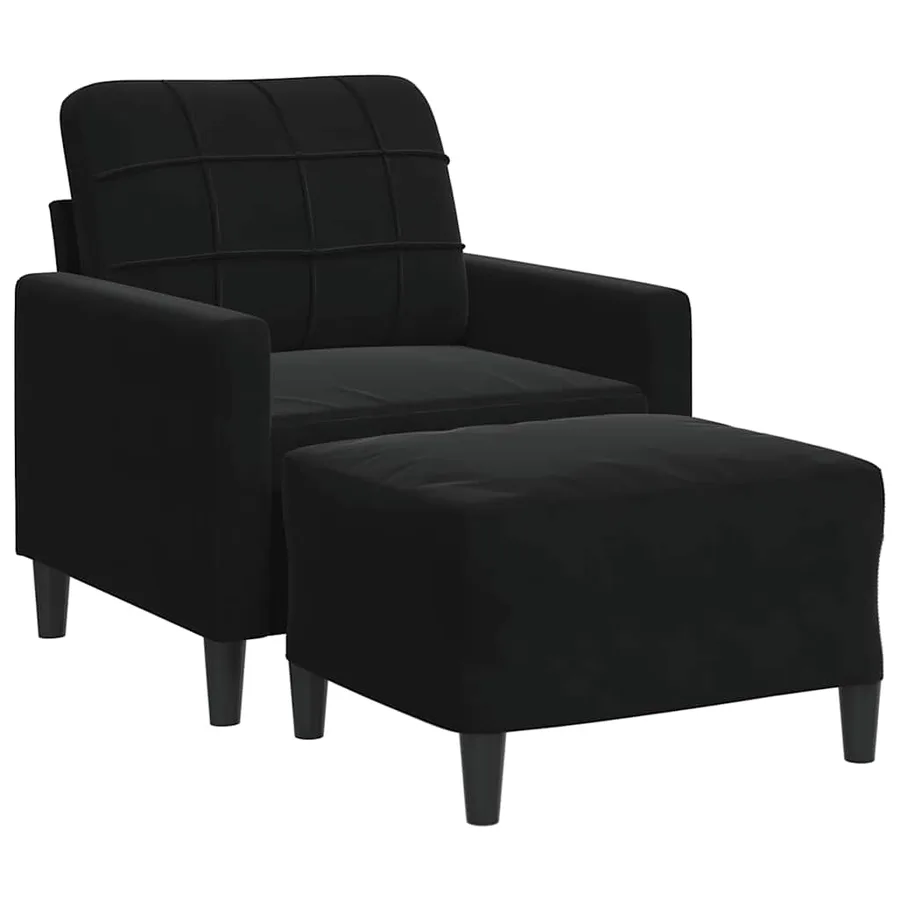 Fauteuil avec repose-pied Noir 60 cm Velours - 2