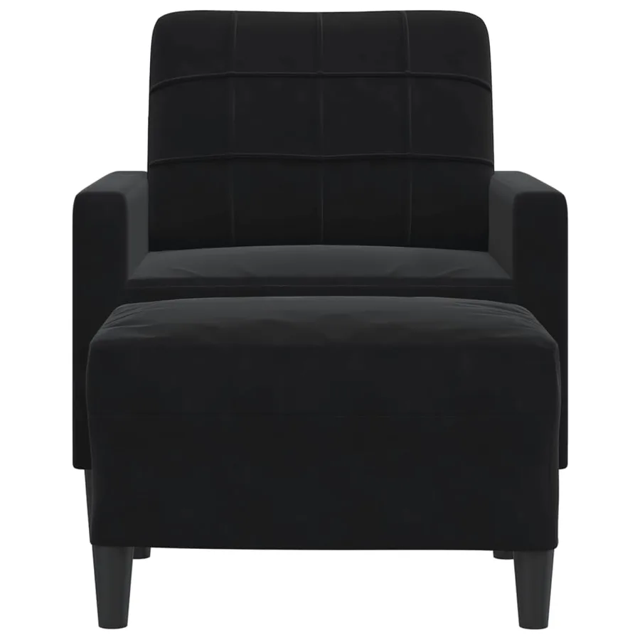 Fauteuil avec repose-pied Noir 60 cm Velours - 3