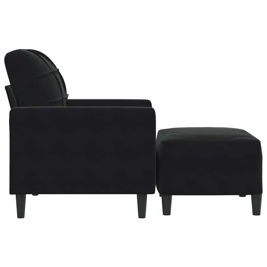 Fauteuil avec repose-pied Noir 60 cm Velours - 4