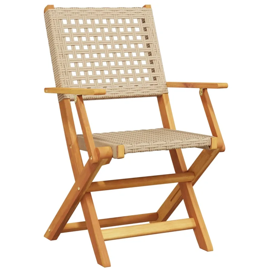 Ensemble à manger de jardin 7 pcs beige rotin et bois massif - 3