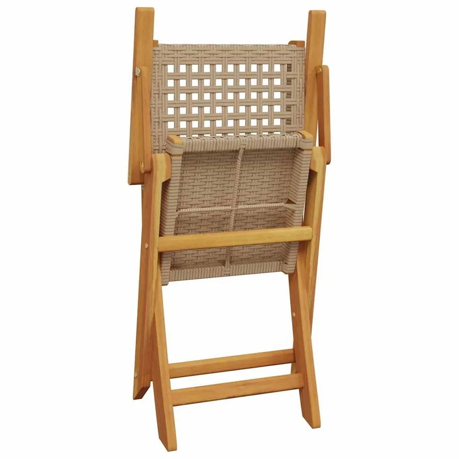 Ensemble à manger de jardin 7 pcs beige rotin et bois massif - 7