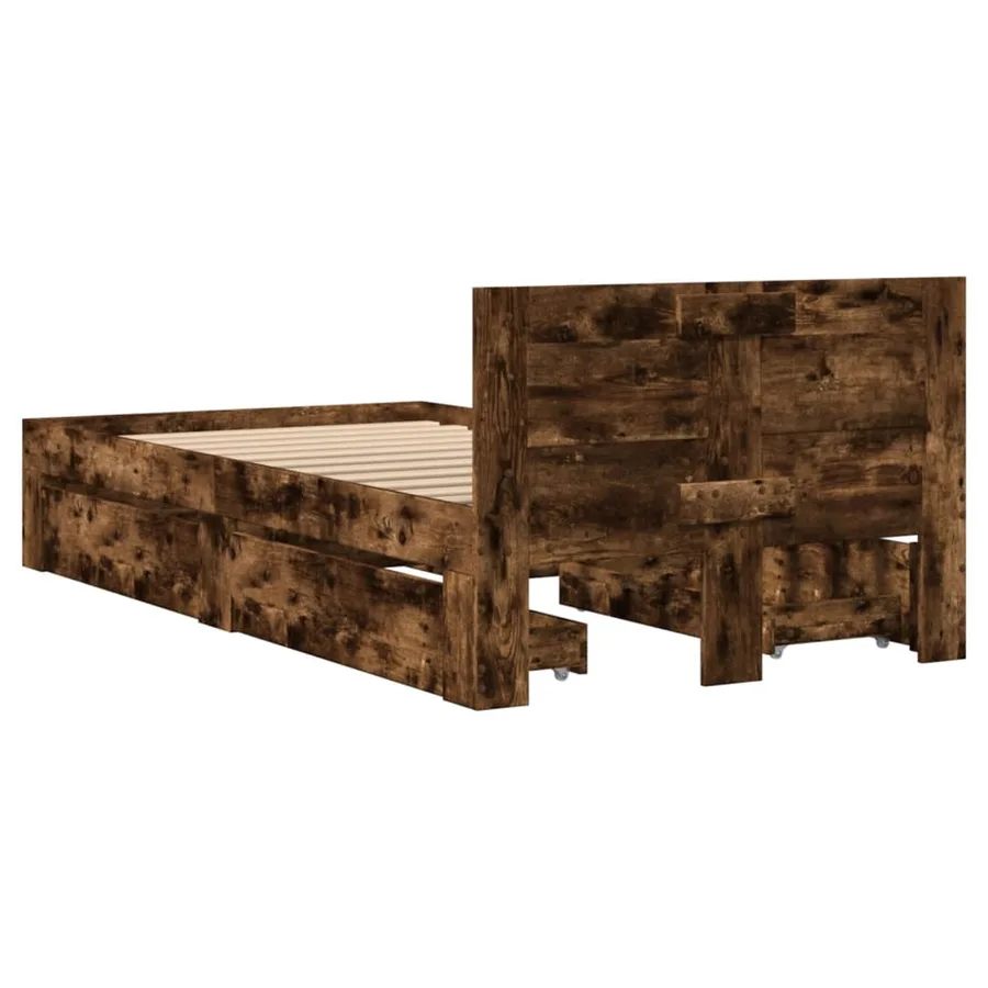 Cadre de lit avec tête de lit sans matelas chêne fumé 75x190 cm - 7