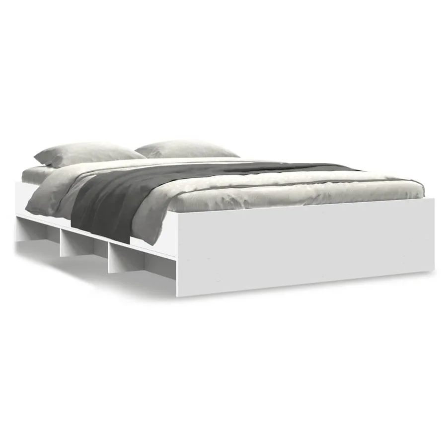 Cadre de lit sans matelas blanc 135x190 cm bois d'ingénierie - 2