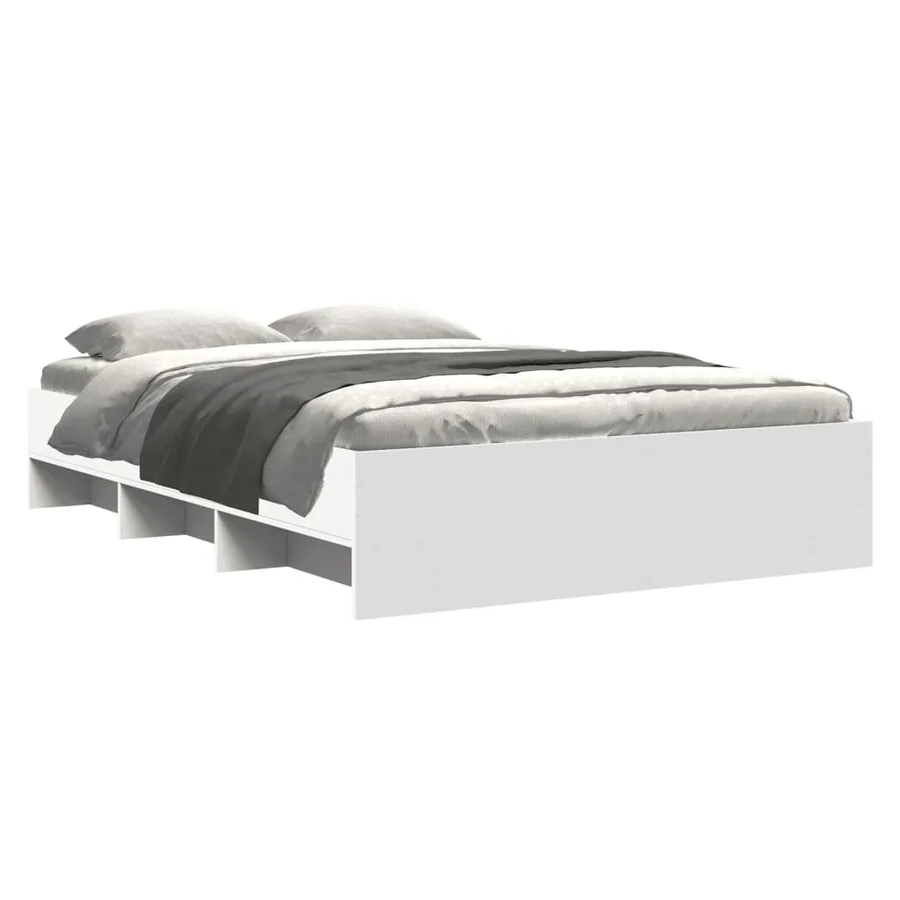 Cadre de lit sans matelas blanc 135x190 cm bois d'ingénierie - 3
