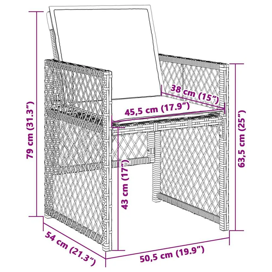 Chaises de jardin avec coussins lot de 4 gris clair poly rotin - 11