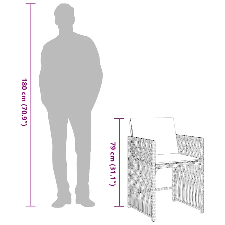 Chaises de jardin lot de 4 avec coussins noir résine tressée - 12