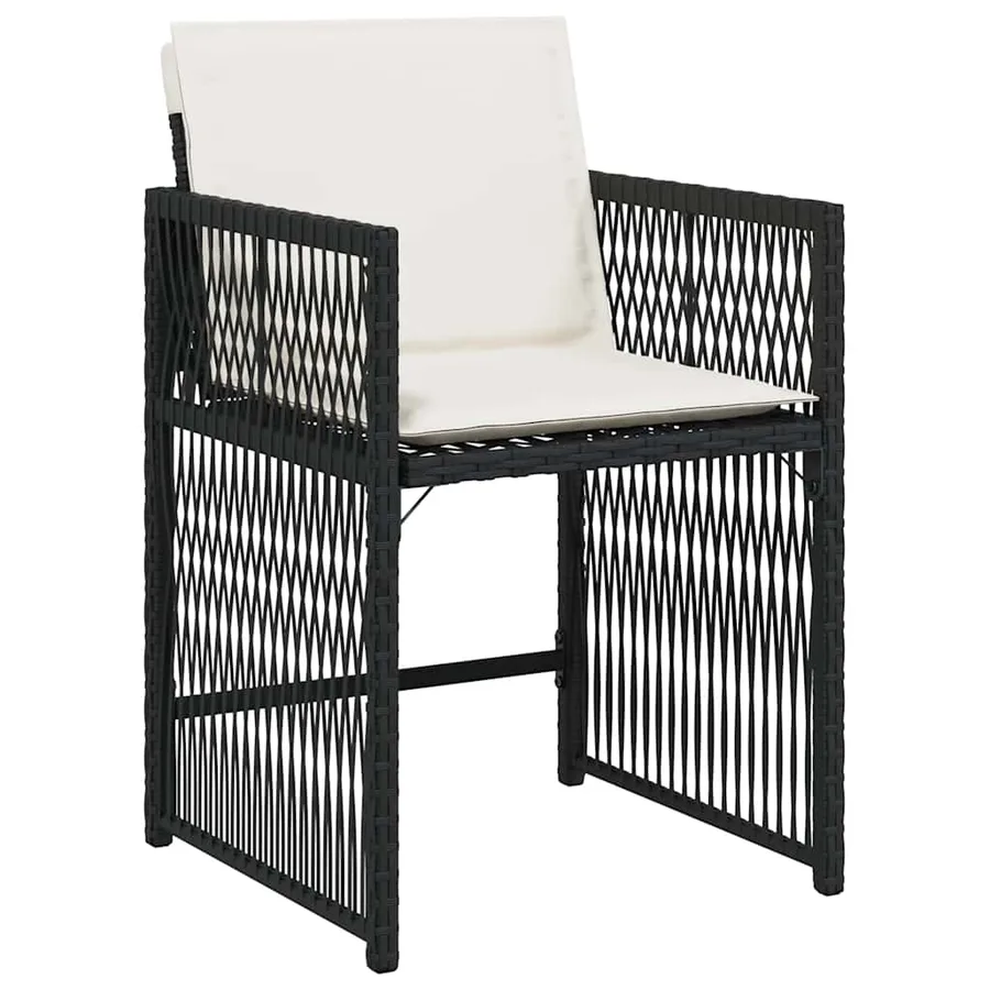 Chaises de jardin lot de 4 avec coussins noir résine tressée - 4