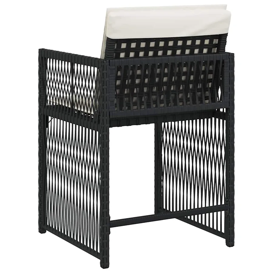Chaises de jardin lot de 4 avec coussins noir résine tressée - 7