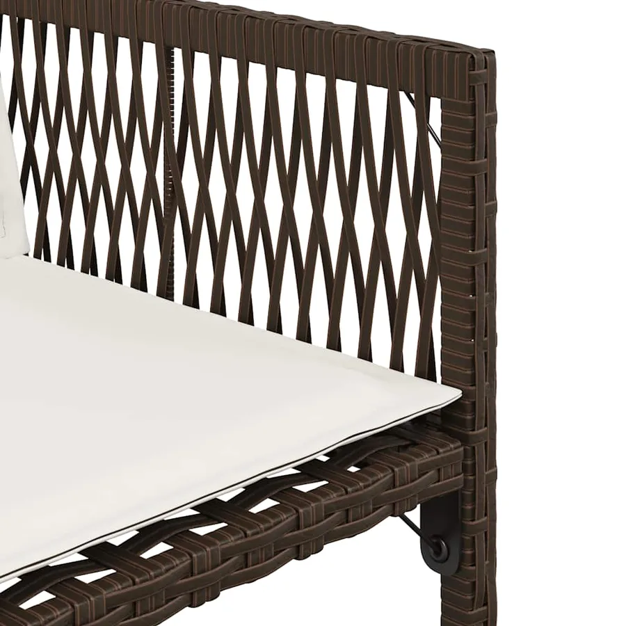 Chaises de jardin avec coussins lot de 4 marron résine tressée - 10