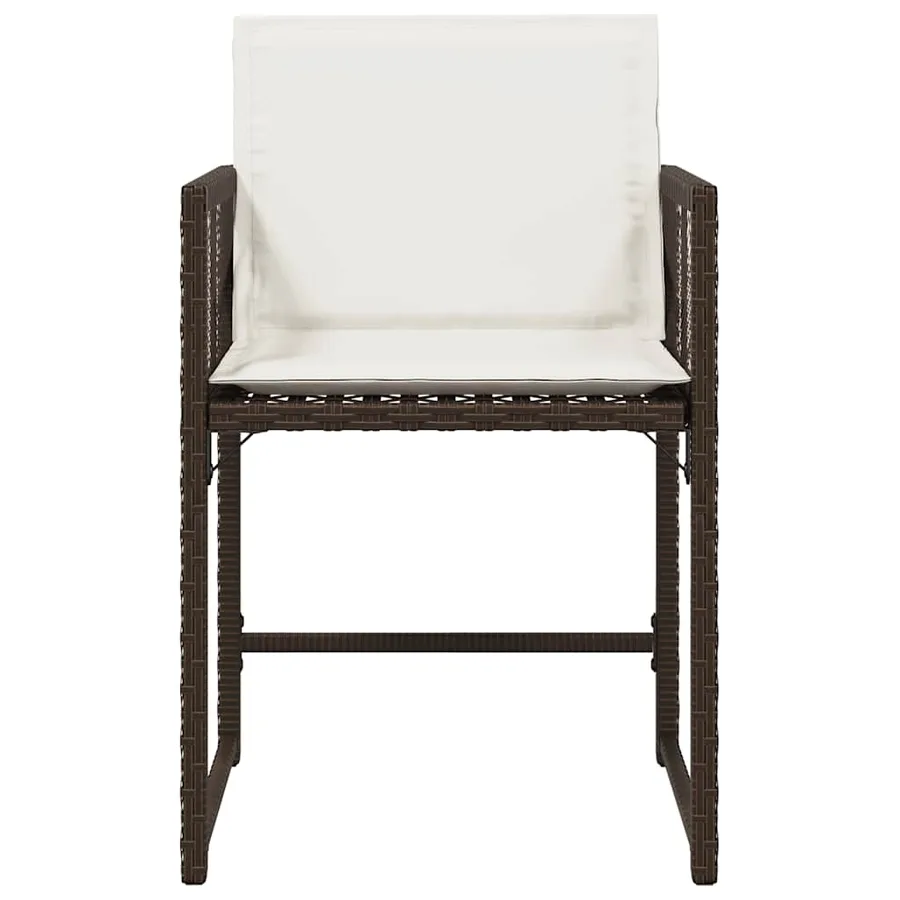 Chaises de jardin avec coussins lot de 4 marron résine tressée - 5