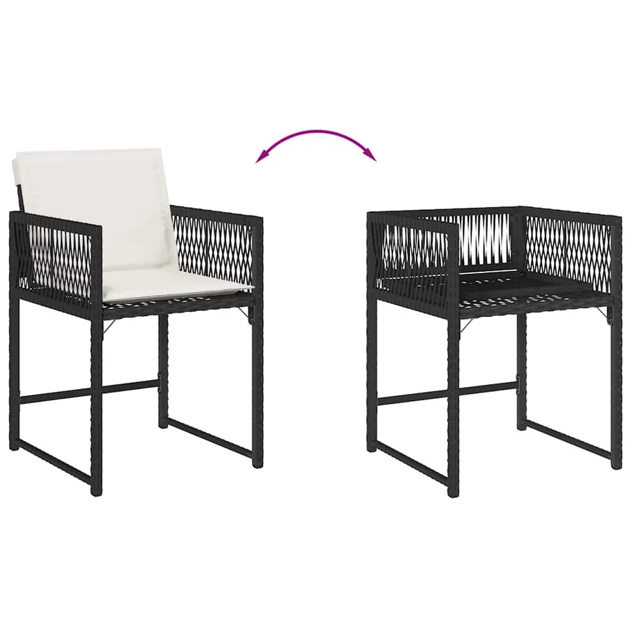 Chaises de jardin lot de 4 avec coussins noir résine tressée - 8
