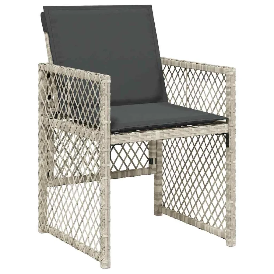 Ensemble à manger de jardin et coussins 9 pcs gris clair rotin - 4