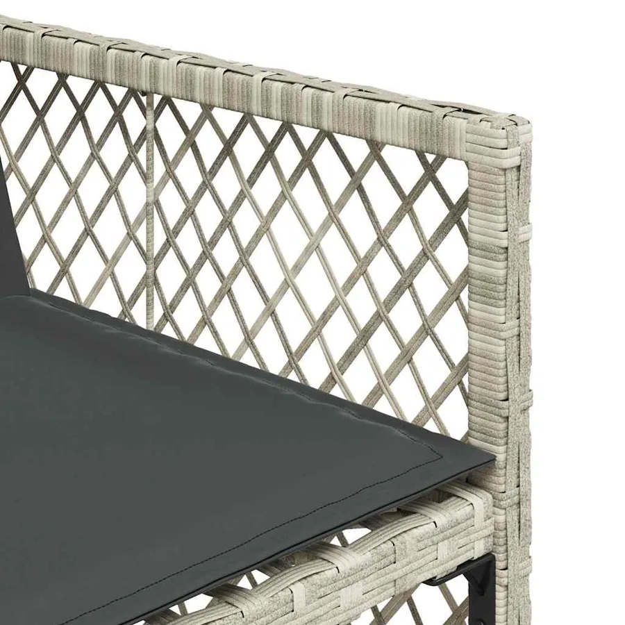 Ensemble à manger de jardin et coussins 9 pcs gris clair rotin - 7