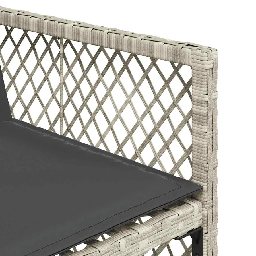 Ensemble à manger de jardin 11pcs avec coussins gris poly rotin - 8