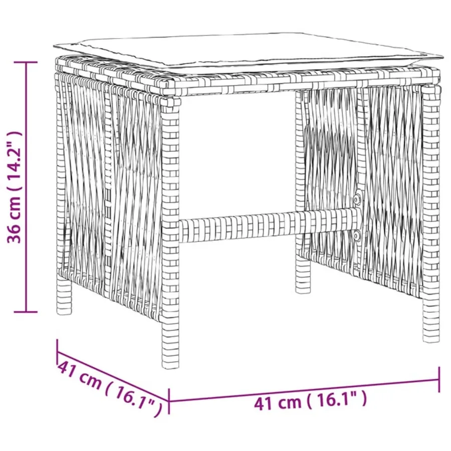 Tabourets de jardin et coussins lot de 4 gris 41x41x36 cm rotin - 11