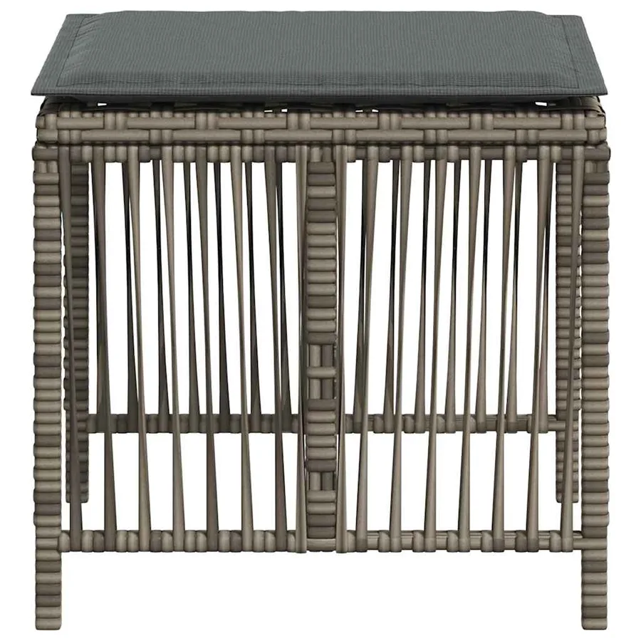 Tabourets de jardin et coussins lot de 4 gris 41x41x36 cm rotin - 6