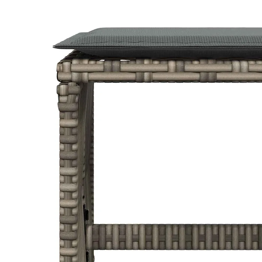 Tabourets de jardin et coussins lot de 4 gris 41x41x36 cm rotin - 8