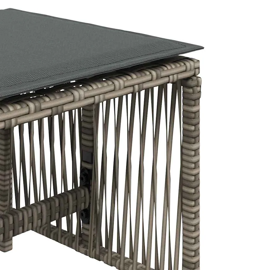 Tabourets de jardin et coussins lot de 4 gris 41x41x36 cm rotin - 9