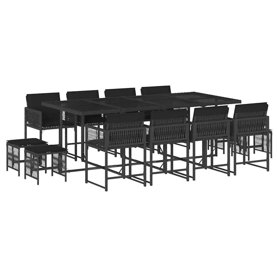 Ensemble à manger de jardin 13 pcs coussins noir résine tressée - 2