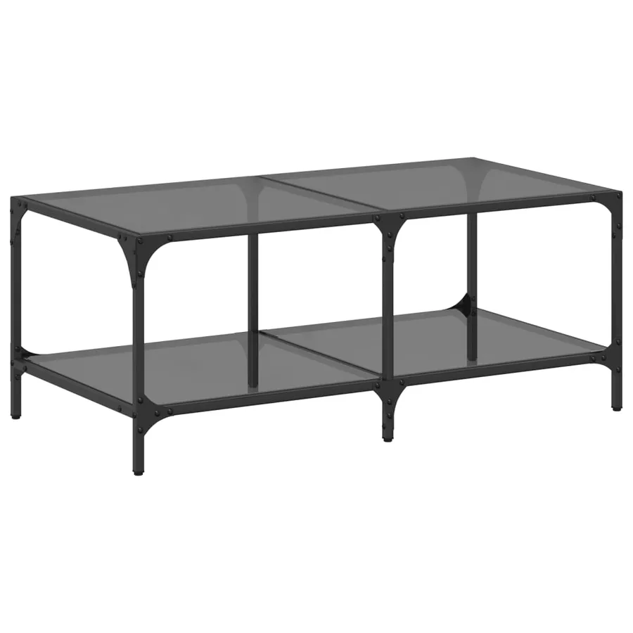 Table basse avec dessus en verre noir 98,5x50x40 cm acier - 2