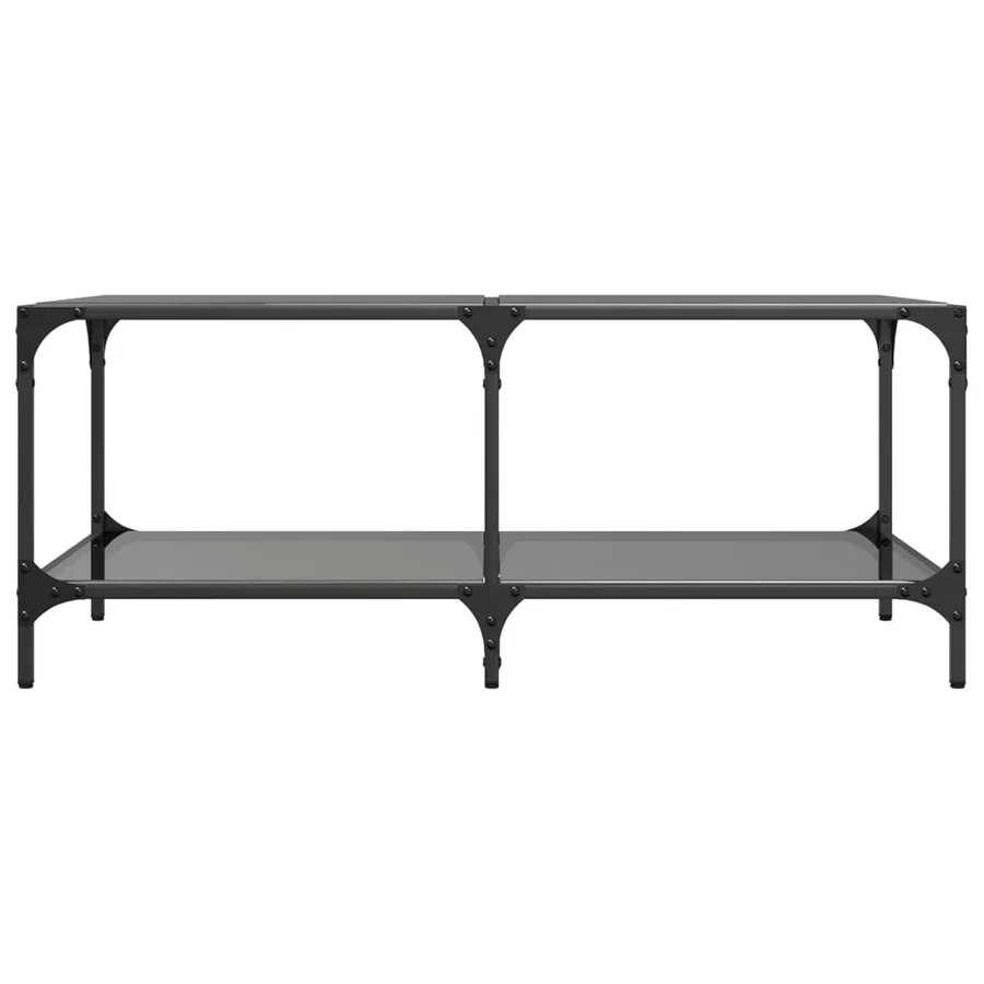 Table basse avec dessus en verre noir 98,5x50x40 cm acier - 4