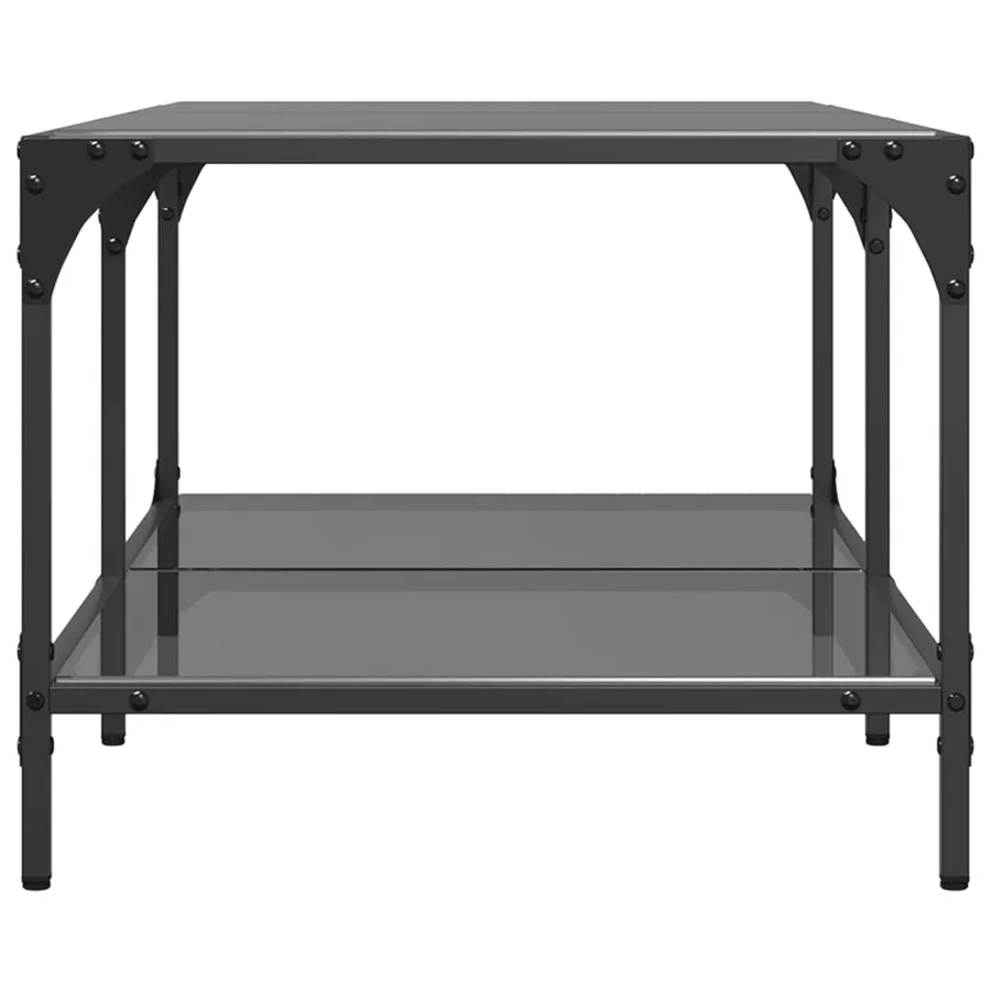 Table basse avec dessus en verre noir 98,5x50x40 cm acier - 5