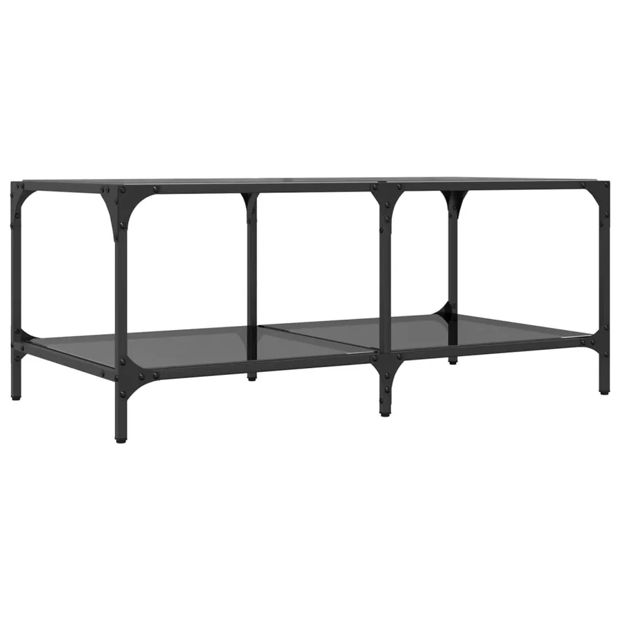 Table basse avec dessus en verre noir 98,5x50x40 cm acier - 6