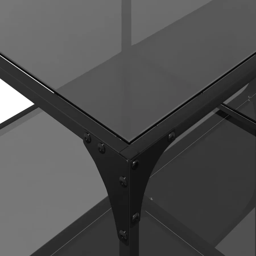 Table basse avec dessus en verre noir 98,5x50x40 cm acier - 7