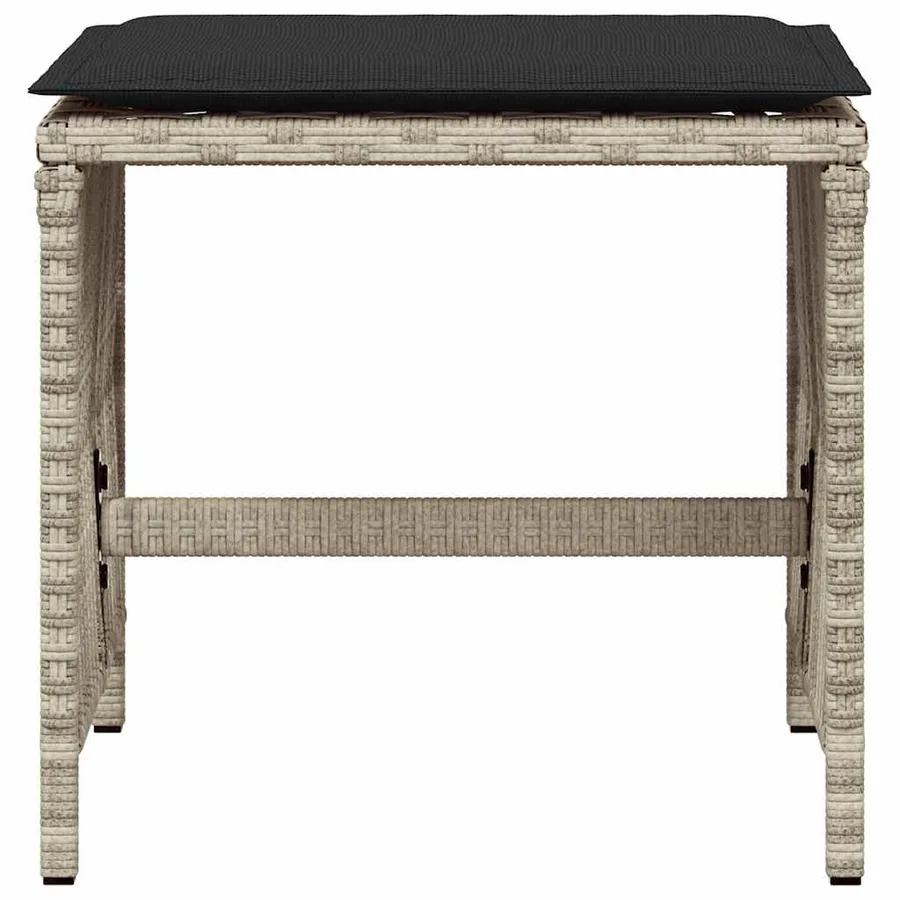 Tabourets de jardin et coussins lot de 4 gris clair 41x41x36 cm - 5
