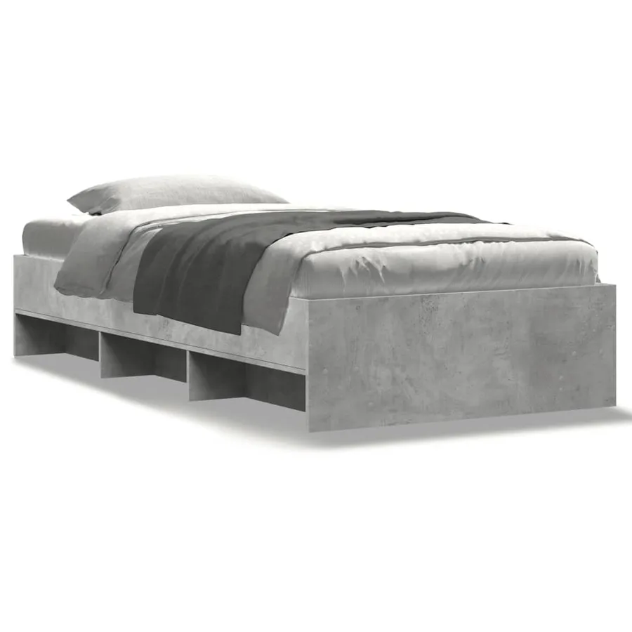 Cadre de lit sans matelas gris béton 75x190cm bois d'ingénierie - 2