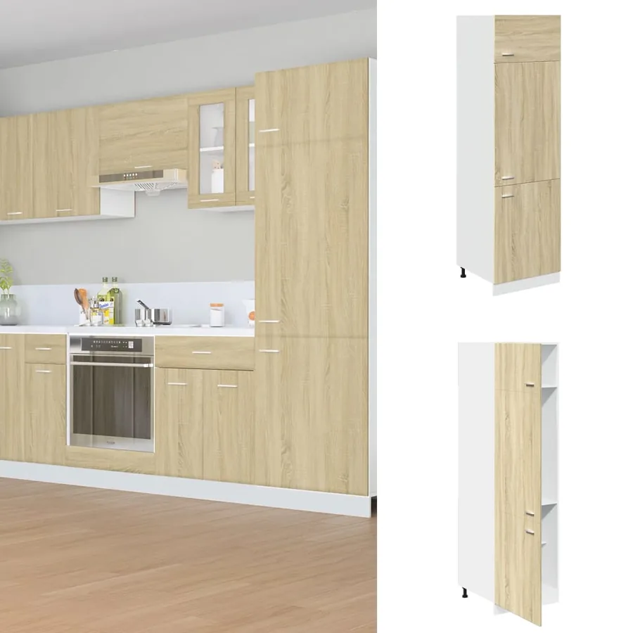 Armoire réfrigérée "Lyon" Chêne Sonoma 60 x 57 x 207 cm Bois d'ingénierie