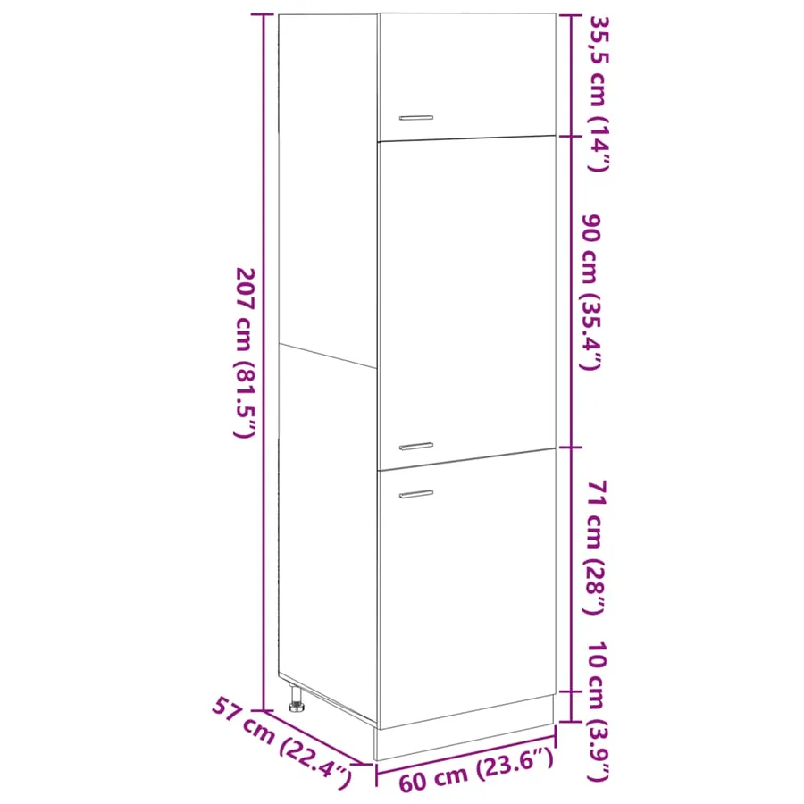 Armoire réfrigérée "Lyon" Chêne Sonoma 60 x 57 x 207 cm Bois d'ingénierie - 13