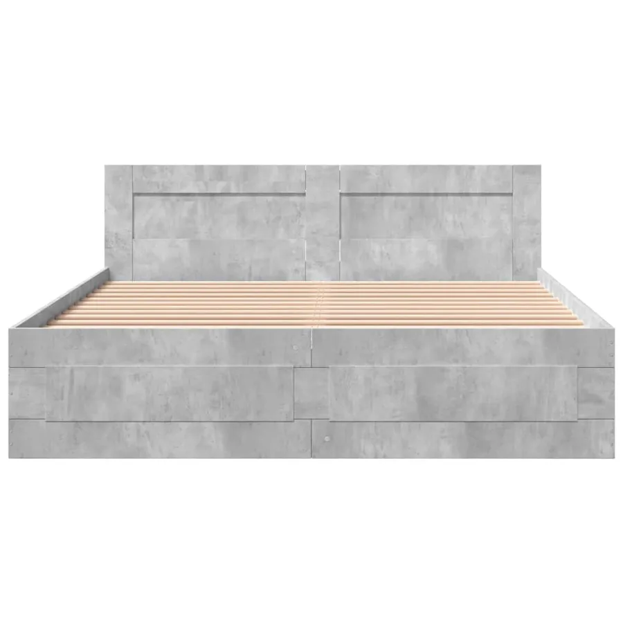 Cadre de lit et tête de lit sans matelas gris béton 160x200 cm - 5