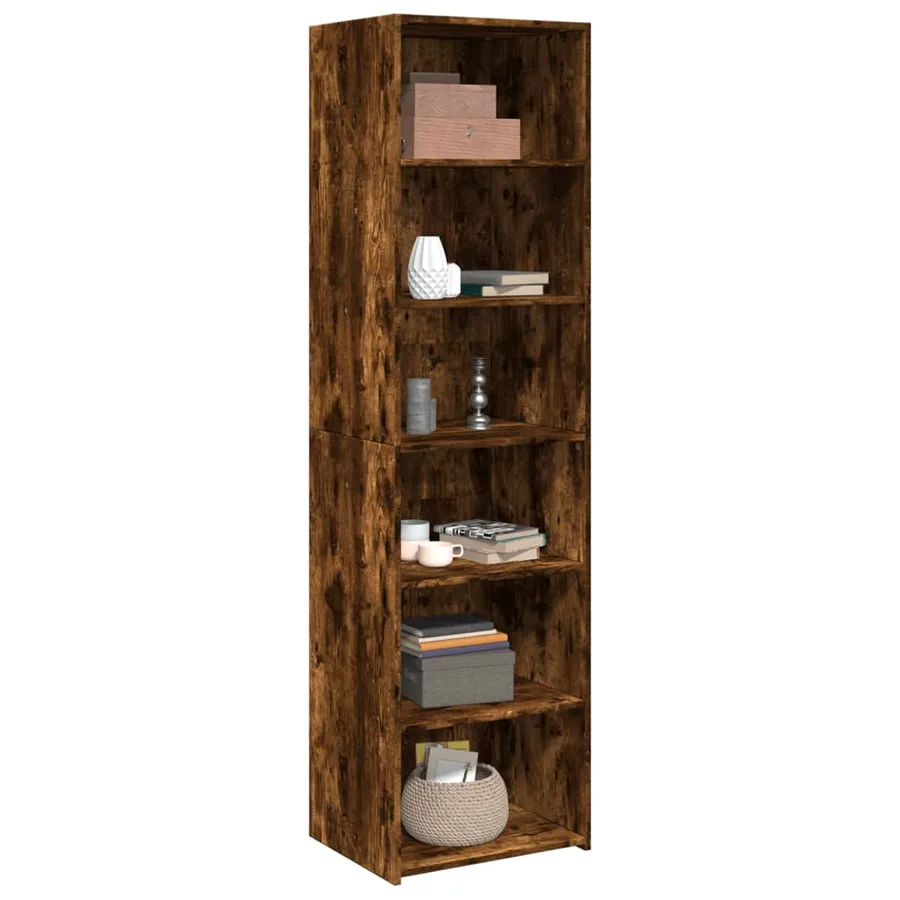 Buffet haut chêne fumé 50x41x185 cm bois d'ingénierie - 3