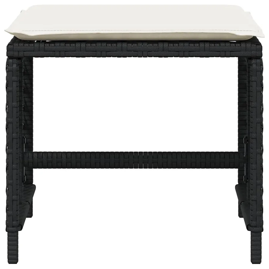 Tabourets de jardin et coussins lot de 4 noir 41x41x36 cm rotin - 5