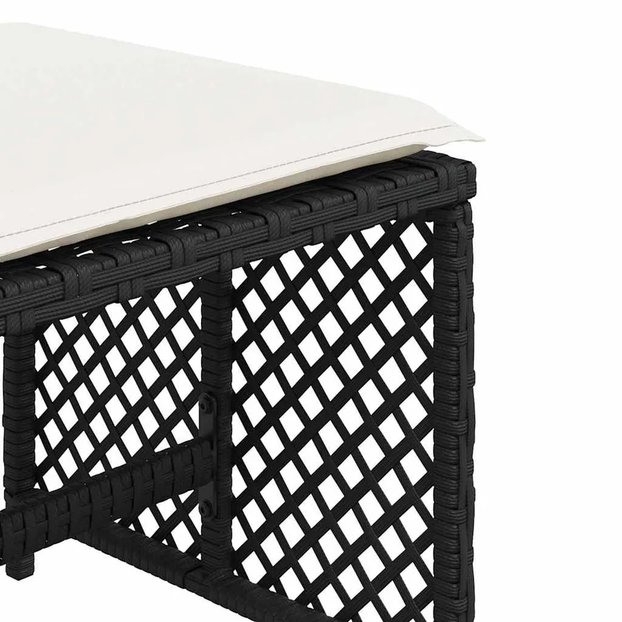 Tabourets de jardin et coussins lot de 4 noir 41x41x36 cm rotin - 9