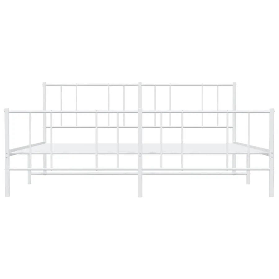 Cadre de lit métal sans matelas et pied de lit blanc 183x213 cm - 6