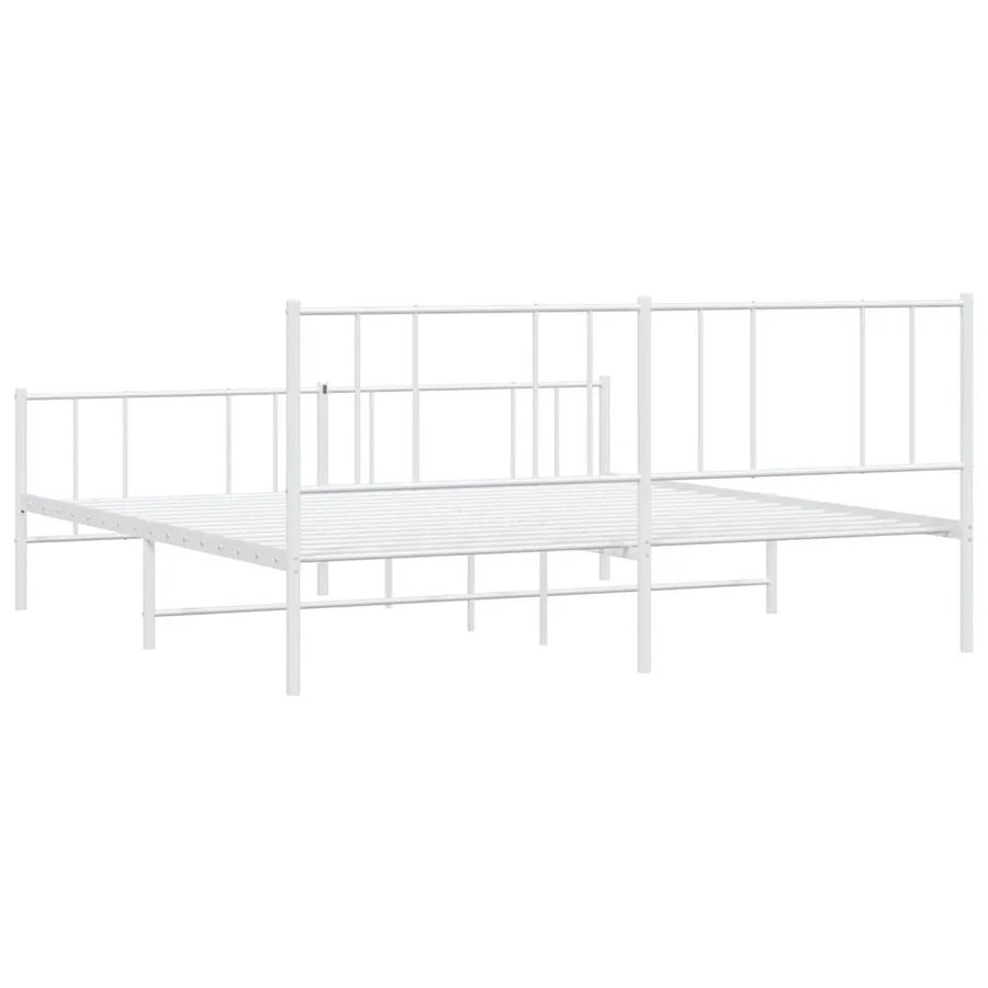 Cadre de lit métal sans matelas et pied de lit blanc 183x213 cm - 8
