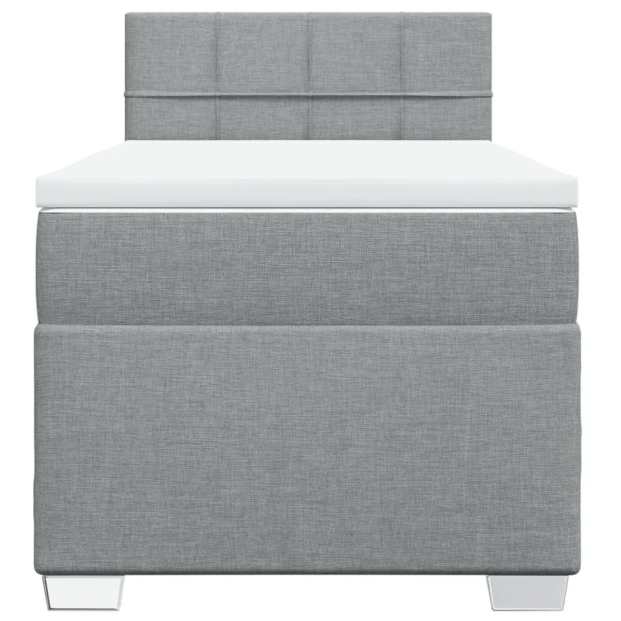 Sommier à lattes de lit avec matelas Gris clair 90x200 cm Tissu - 4