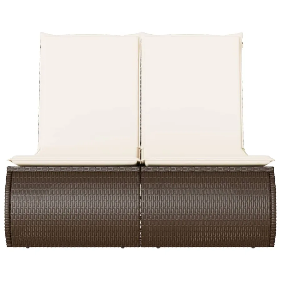 Chaise longue double avec coussins marron résine tressée - 4