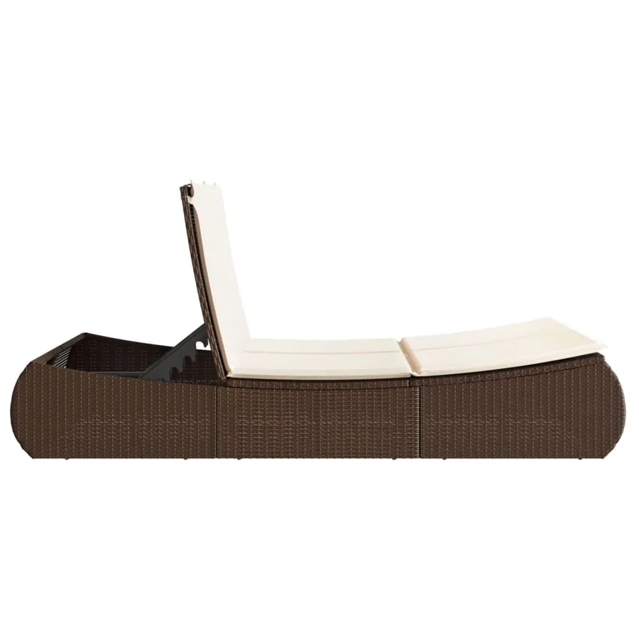 Chaise longue double avec coussins marron résine tressée - 5