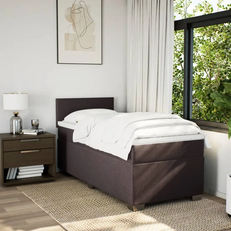 Sommier à lattes de lit avec matelas Marron foncé 90x200 cm - 4
