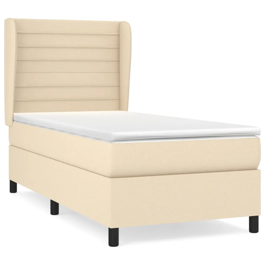 Sommier à lattes de lit avec matelas Crème 90x200 cm Tissu - 2