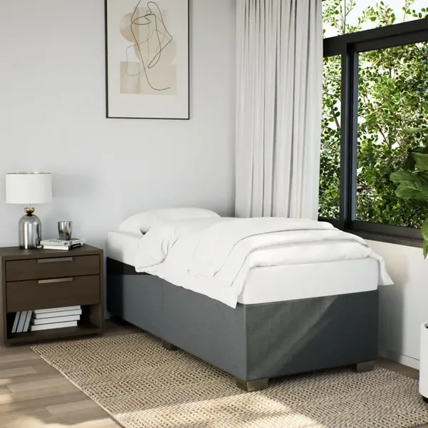 Cadre de lit sans matelas gris foncé 90x200 cm tissu