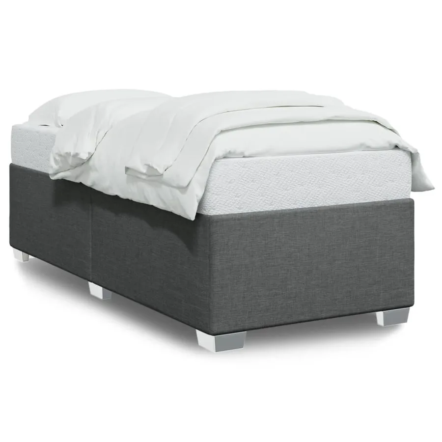 Cadre de lit sans matelas gris foncé 90x200 cm tissu - 2