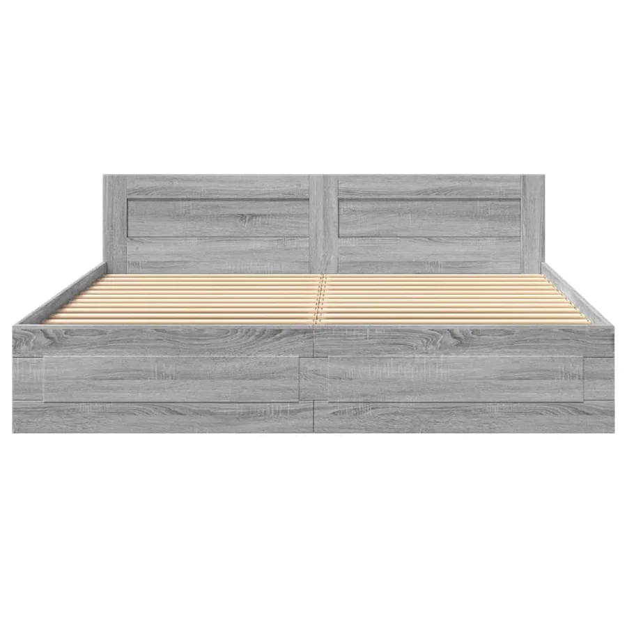 Cadre de lit tête de lit sans matelas sonoma gris 200x200 cm - 5