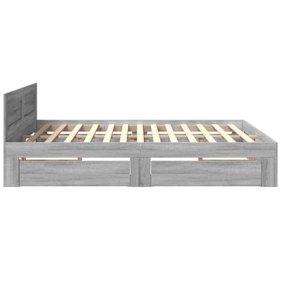 Cadre de lit tête de lit sans matelas sonoma gris 200x200 cm - 6
